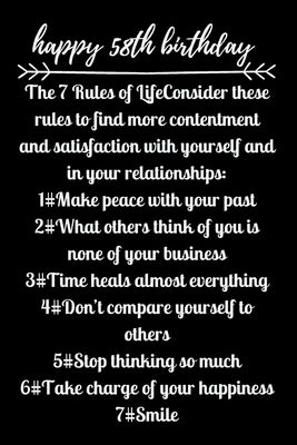 happy58th birthday The 7 Rules of Life by Note Books, Star
