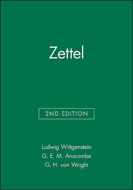 Zettel by Wittgenstein, Ludwig