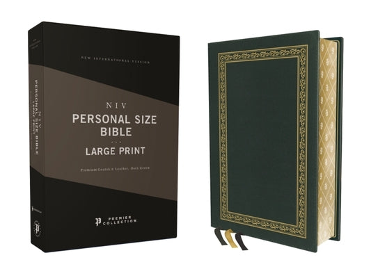Niv, Personal Size Bible, Large Print, Premium Goatskin Leather, Green, Premier Collection, Black Letter, Gauffered Edges, Comfort Print by Zondervan