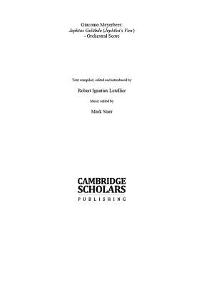 Giacomo Meyerbeer: Jephtas Gelubde (Jephtha's Vow) - Orchestral Score by Letellier, Robert Ignatius