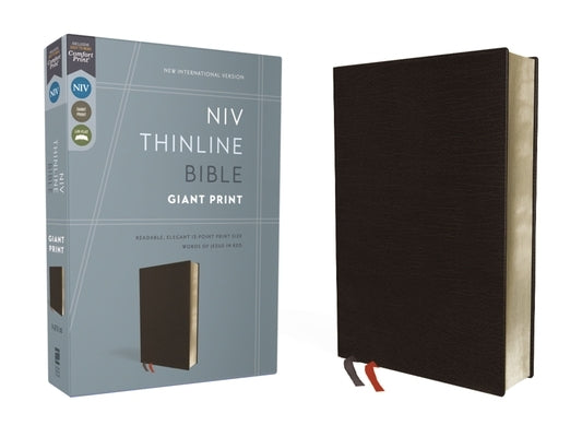 NIV, Thinline Bible, Giant Print, Bonded Leather, Black, Red Letter Edition by Zondervan