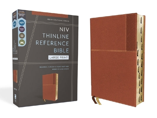 Niv, Thinline Reference Bible, Large Print, Leathersoft, Brown, Red Letter, Thumb Indexed, Comfort Print by Zondervan