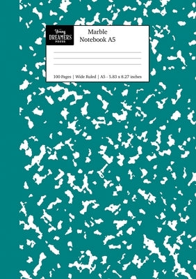 Marble Notebook A5: Teal Green Marble Wide Ruled Journal by Young Dreamers Press