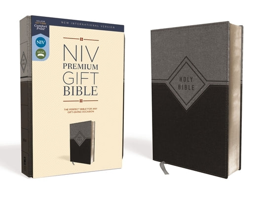Niv, Premium Gift Bible, Leathersoft, Black/Gray, Red Letter Edition, Comfort Print by Zondervan
