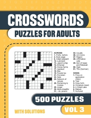 Crosswords Puzzles for Adults: Crossword Book with 500 Puzzles for Adults. Seniors and all Puzzle Book Fans - Vol 3 by Books, Visupuzzle
