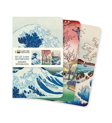 Japanese Woodblocks Set of 3 Mini Notebooks by Flame Tree Studio
