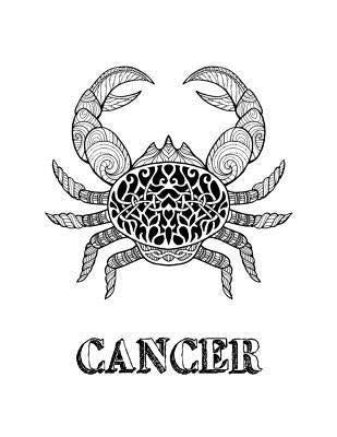 Cancer: Coloring Book with Three Different Styles of All Twelve Signs of the Zodiac. 36 Individual Coloring Pages. 8.5 x 11 by Journals, Blank Slate
