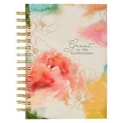 Christian Art Gifts Journal W/Scripture for Women Great Is Thy Faithfulness Watercolor Red/Yellow 192 Ruled Pages, Large Hardcover Notebook, Wire Boun by Christianart Gifts