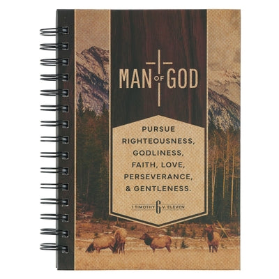 Christian Art Gifts Inspirational Journal, Man of God Wide Ruled Notebook, 1 Tim. 6:11 Bible Verse, Brown, 192 Lined Pages W/Scripture, (8.4" X 6.4" X by 