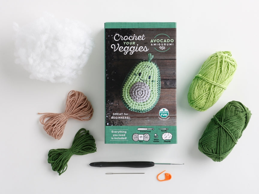 Crochet Your Veggies Amigurumi Kit Avocado: Everything You Need Is Included: 100%-Cotton Yarn, Crochet Hook, Stitch Marker, Tapestry Needle, Fiberfill by Schiffer Publishing Ltd