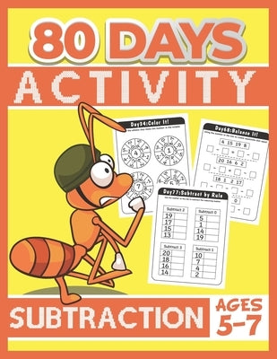 80 Days Activity Subtraction for Kids Ages 5-7: Funny Basic Math Workbook Grade 1, 1st Grade Math, Subtraction Within 20 by Tuebaah