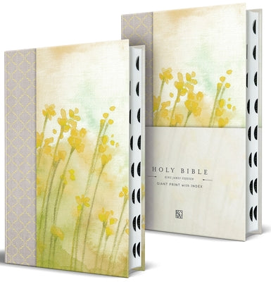 KJV Holy Bible, Giant Print Large Format, Hardcover Yellow with Flowers with Ribbon Marker, Red Letter, and Thumb Index by King James Version
