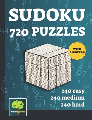 720 Sudoku Puzzles: Easy, Medium, Hard puzzles including instruction and answer keys by Games, Brainer
