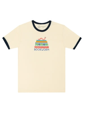 Bookworm Unisex Ringer T-Shirt Large by Out of Print
