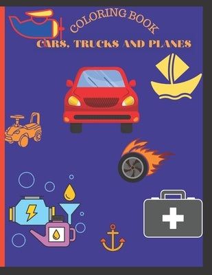 Cars, trucks and planes coloring book: Coloring book for boys, 5-10. This book contains 45 designs of Cars, Trucks, Bikes, Planes, Boats And Vehicles by Papeterie, Miyou