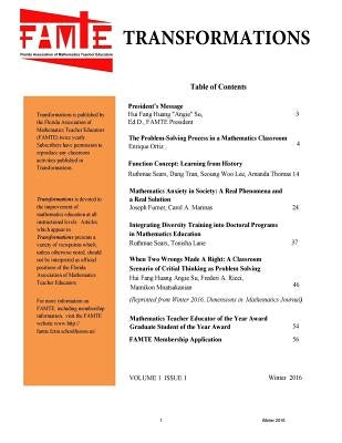 Transformations: A Publication of the Florida Association of Mathematics Teacher Educators by Su, Hui Fang Huang
