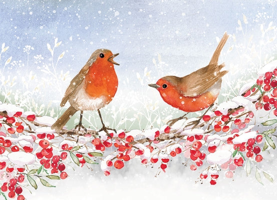 English Robins in Winter Deluxe Boxed Holiday Cards (20 Cards, 21 Self-Sealing Envelopes) by 