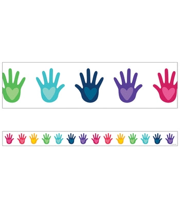 One World Hands with Hearts Straight Bulletin Board Borders by Carson Dellosa Education
