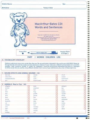 Macarthur-Bates Communicative Development Inventories (CDI) Words and Sentences, Ncs Scannable, English by Fenson, Larry