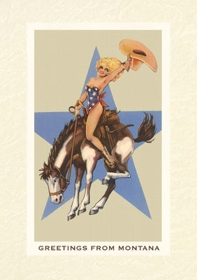 Vintage Lined Notebook Greetings from Montana, Lady Rider by Found Image Press