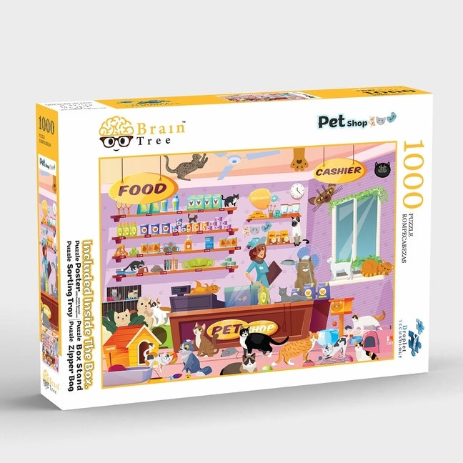 Brain Tree - Petshop 1000 Piece Puzzle for Adults: With Droplet Technology for Anti Glare & Soft Touch by Brain Tree Games LLC