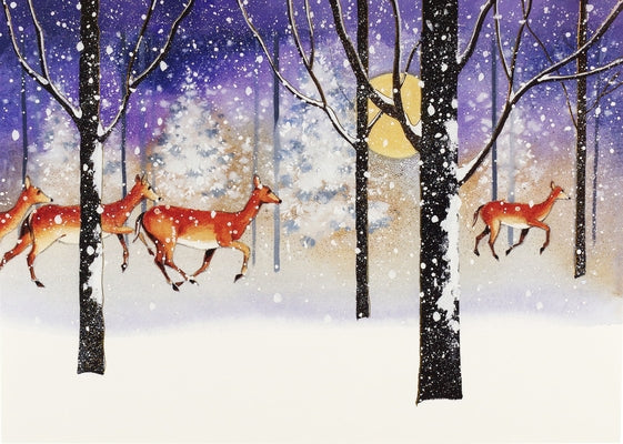 Deer in Snowfall Deluxe Boxed Holiday Cards by Peter Pauper Press Inc