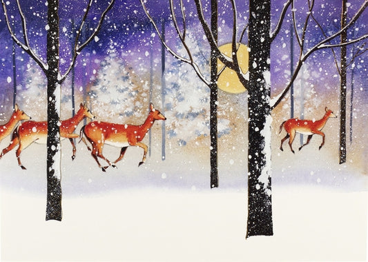 Deer in Snowfall Deluxe Boxed Holiday Cards by Peter Pauper Press Inc