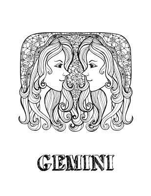 Gemini: Coloring Book with Three Different Styles of All Twelve Signs of the Zodiac. 36 Individual Coloring Pages. 8.5 x 11 by Journals, Blank Slate