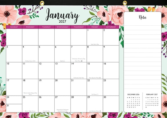 2027 Floral Desk Pad and Wall Calendar (11 X 17) - (12-Month Calendar with 152 Bonus Stickers!) by Peter Pauper Press Inc