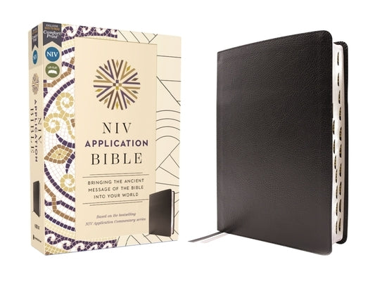 NIV Application Bible, European Bonded Leather, Black, Red Letter, Thumb Indexed, Comfort Print: Bringing the Ancient Message of the Bible Into Your W by Zondervan