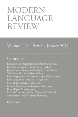 Modern Language Review (111: 1) January 2016 by Connon, D. F.