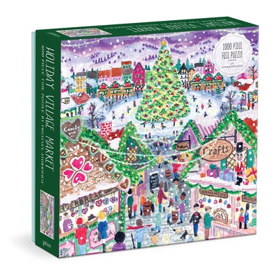 Michael Storrings Holiday Village Market 1000pc Foil Puzzle in Square Box by Galison, Galison