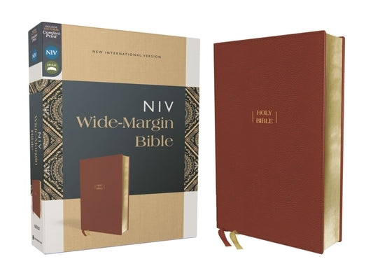 Niv, Wide Margin Bible, Leathersoft, Brown, Red Letter, Comfort Print by Zondervan