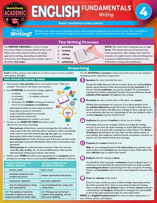 English Fundamentals 4 - Writing: A Quickstudy Language Arts Laminated Reference Guide by Berg Scherer, Rachel