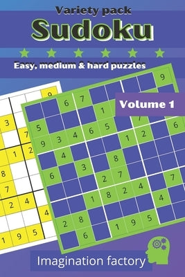 Sudoku variety pack. Easy, medium & hard puzzles: 100 puzzles. 6x9 travel size. Easy to carry by Factory, Imagination