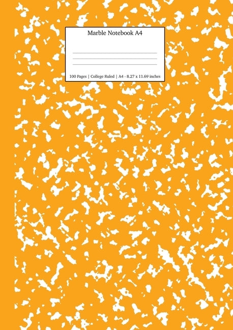 Marble Notebook A4: Orange Marble College Ruled Journal by Young Dreamers Press