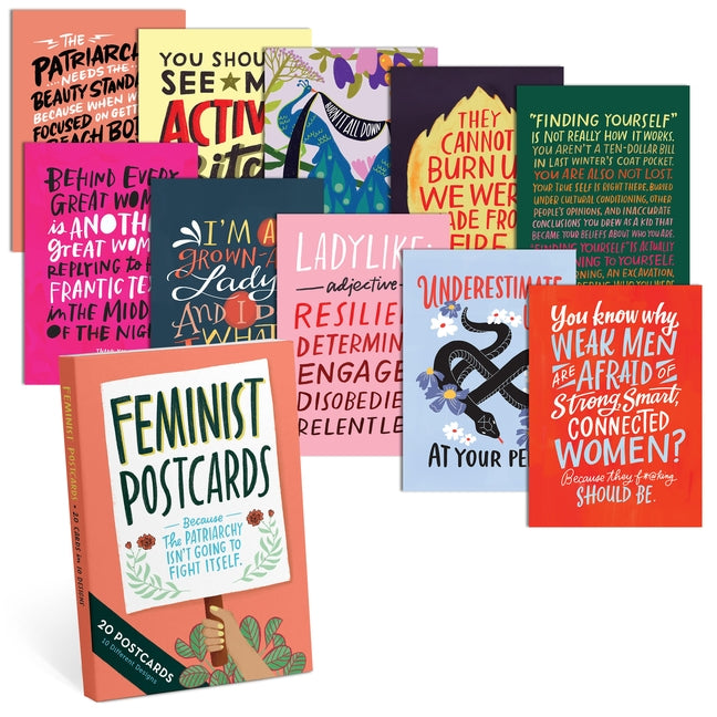 Feminist Postcard Book, 20 Postcards (2 Each 10 Styles) by Em & Friends