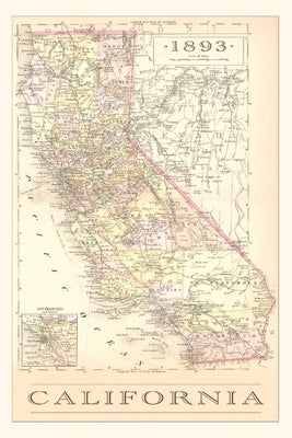 The Vintage Journal 1893 Map of California by Found Image Press