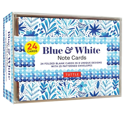 Blue & White Note Cards, 24 Blank Cards: 8 Unique Designs with 25 Patterned Envelopes by Tuttle Publishing