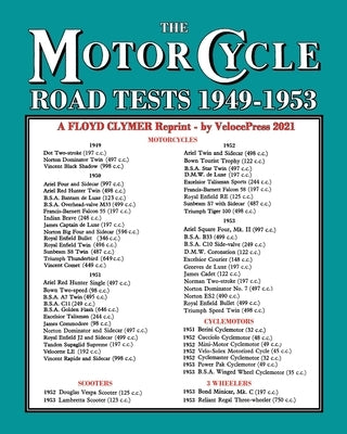 MOTORCYCLE ROAD TESTS 1949-1953 (From the Motor Cycle magazine UK) by Clymer, Floyd