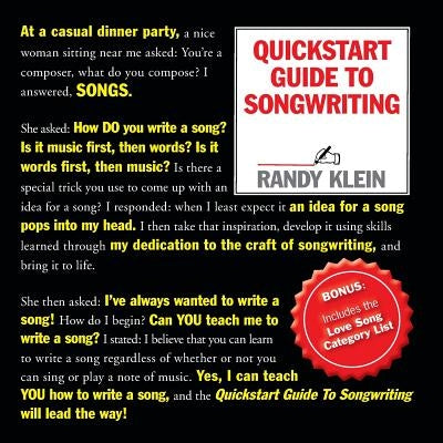 Quickstart Guide to Songwriting by Klein, Randy