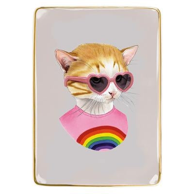 Berkley Bestiary Rainbow Kitten Medium Porcelain Tray by Galison