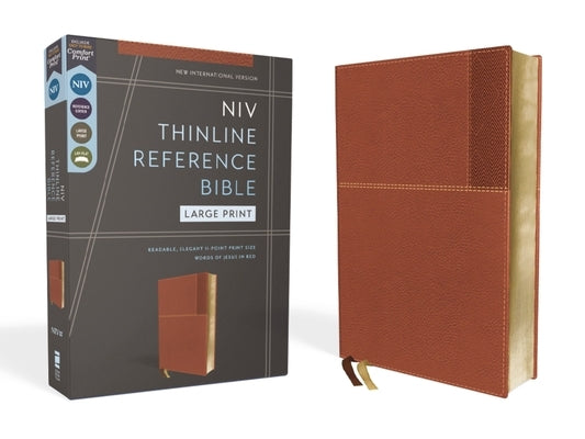 Niv, Thinline Reference Bible, Large Print, Leathersoft, Brown, Red Letter, Comfort Print by Zondervan