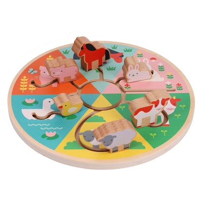 Farm Animals Wooden Sliding Maze by Petit Collage
