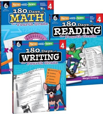 180 Days of Reading, Writing and Math for Fourth Grade 3-Book Set by Kinberg, Margot