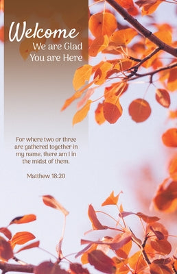 General Worship Bulletin: We Are Glad You Are Here - Fall (Package of 100): Matthew 18:20 (Kjv) by Broadman Church Supplies Staff