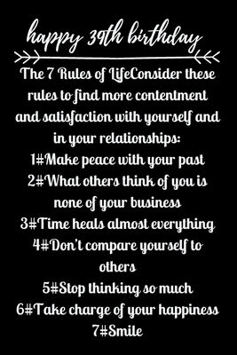 happy39th birthday The 7 Rules of Life by Note Books, Star