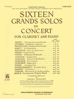 16 Grand Solos de Concert: Clarinet with Piano by Hal Leonard Corp