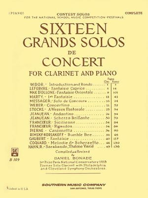 16 Grand Solos de Concert: Clarinet with Piano by Hal Leonard Corp