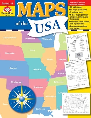 Maps of the Usa, Grade 1 - 6 Teacher Resource by Evan-Moor Corporation